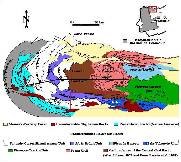 geologische Karte von Kantabrien